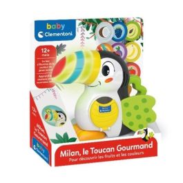 Baby Clementoni - Milán, el tucán goloso - Juego educativo electrónico con pico luminoso, alas de tela y fichas para aprender frutas y colores