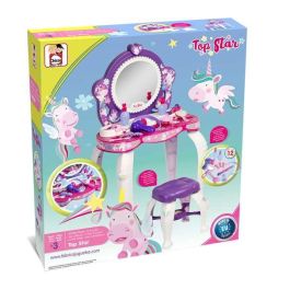 Chicos Tocador de Juguete Topstar con Taburete, Luces y 12 accesorios. Medidas 51x56x85 cm. Ideal para 3 a 5 años