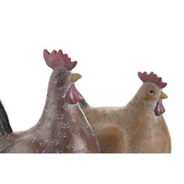 DKD Home Decor Figura de Gallina Cottage de Resina y Hierro Marrón/Marrón Claro 12 x 29 x 24.5 cm (2 Unidades)