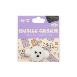 Wondee Protector de Puerto Charm Funny Tipo C Perro - Charm Decorativo y Protector Anti-Polvo para Móvil, Smartphone