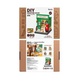 Robotime Rolife Maqueta DIY Oficina de Correos Century, Miniatura Retro con Buzón, Muebles y Carteles - 54 Piezas - 9,5x9,5x12cm