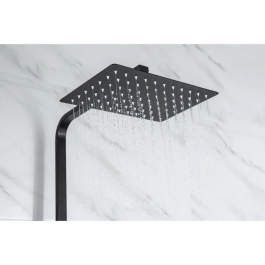 Oceanic Columna de ducha termostática Negro mate con cabezal rectangular 30x20 cm