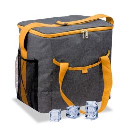Coolerbag Nevera Isotérmica Bolsa 21L Diseño Tejana Gris con Ribete y Asas Naranja, 31.7 x 20 x 33 cm Precio: 9.5000004. SKU: B1BDDJAWAQ