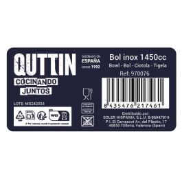 Quttin Bol de Metal Inoxidable 1450 cc, 20.4x7.1 cm (24 Unidades) Quttin Bol de Metal Inoxidable 1450 cc, 20.4x7.1 cm (24 Unidades)