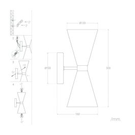 SKD-W1009 Aplique de Pared Kosice con diseño retro y elegante para bombilla LED E27. Ideal para comedor, dormitorio, sala de estar.