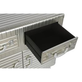 DKD Home Decor Aparador Vintage Plateado Metal MDF 2 Puertas 2 Cajones 80 x 39 x 82 cm