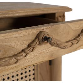 GINER Y COLOMER Mesita de Madera Maciza de Teca con Cajón y Puerta, Acabado Natural