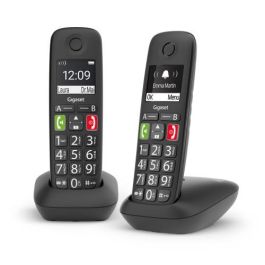 Gigaset E290 Duo Teléfono DECT/analógico con Identificador de llamadas, 2 auriculares, Negro - L36852-H2901-D201
