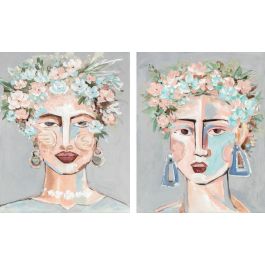 DKD Home Decor Cuadro Moderno de Lienzo y Pino, Multicolor, Diseño Mujer Flores, 100x80 cm (2 Unidades) Precio: 138.5000001. SKU: S3038896