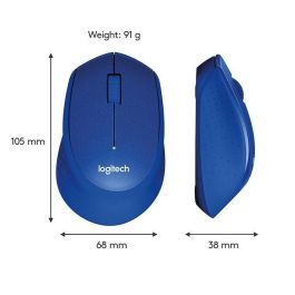 Logitech Ratón Inalámbrico M330 SILENT PLUS Azul - Clic Silencioso, Hasta 1000 DPI, Inalámbrico Fiable