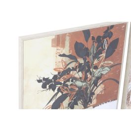 DKD Home Decor Cuadro Decorativo Scandi con Diseño de Planta Granate Marrón Claro Verde Lienzo PS 72x52 cm Pack 2 Unidades