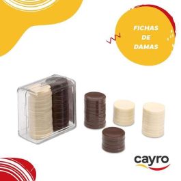 Cayro Accesorios de Damas de Plástico para el Juego en Caja 6x6x3 cm - Juego de Mesa Clásico para Niños +5 Años