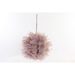 DKD Home Decor Bola Decoración Navidad Fantasía de Pluma y Espuma Rosa Palo y Blanco 40x40 cm (2 Unidades)