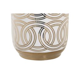 DKD Home Decor Jarrón Oriental Fana Porcelana Blanco Dorado 16x16x42 cm