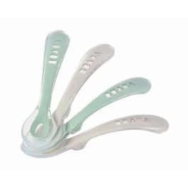Juego de 4 cucharas de silicona para segunda edad, gris terciopelo/verde salvia Juego de 4 cucharas de silicona para segunda edad, gris terciopelo/verde salvia
