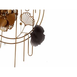 Giftdecor Mural Horizontal Abstracto con Flores Metal Azul Cobre Oro 63x121x9.5cm