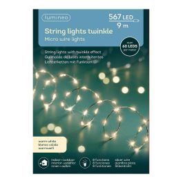 Lumineo Guirnalda Micro LED 567 LEDs Luz Cálida Exterior 9m con 8 Funciones y Temporizador