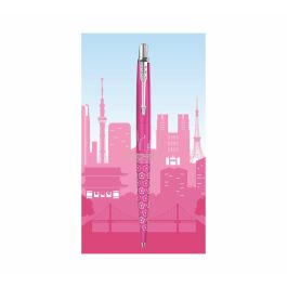 Parker Bolígrafo Jotter SE Global Icons Tokyo Rosa - Diseño Grabado Edificios Rascacielos - Acabado Negro Mate
