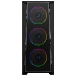 Hiditec MH12 Torre Negro, Chasis ATX E-ATX Micro ATX, USB Type-C, Panel de Vidrio Templado, Iluminación ARGB, Refrigeración Optimizada