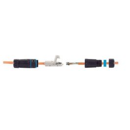 MicroConnect Conector LAN Exterior CAT6 STP IP68 para Cable de Red 8 Hilos - Extensión, Reparación y Fácil Montaje con Alivio de Tensión