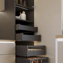 Emuca Cajón exterior Protone 30kg con guías de extracción total y cierre suave, Altura 93mm, profundidad 450mm, Acero, Gris antracita