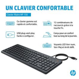 HP Teclado USB HP 150 Wired Plug-and-Play - Negro