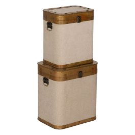 Juego de Baúles Marrón Beige Poliéster Madera de álamo 40 x 30 x 45 cm (2 Unidades) Precio: 148.59000013. SKU: B1BFE5XL7H