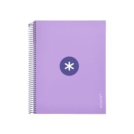 Cuaderno Espiral A4 Micro Antartik Tapa Forrada 120H 90 gr Cuadro 5 mm 5 Bandas 4 Taladros Color Lavanda