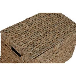 DKD Home Decor Caja Tropical Jacinto de Agua Metal Natural 52 x 33 x 34 cm Set 2 Piezas