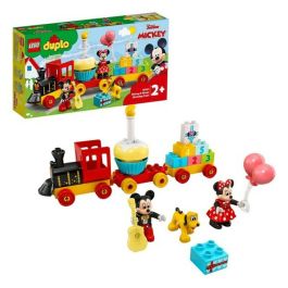 LEGO DUPLO 10941 Tren de cumpleaños de Mickey y Minnie, tren de juguete para bebés con pastel y globos