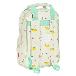 Mochila Escolar Safta Dinos 20 x 28 x 8 cm Crema