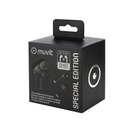 Muvit Auriculares Muhph0122 Inalámbricos Bluetooth 5.0 Estéreo con Micrófono, Funda de Carga y Cable USB, Negro