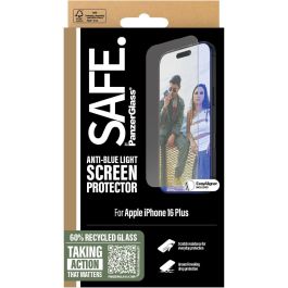 PanzerGlass Protector de Pantalla Anti-Luz Azul SAFE para iPhone 16 Plus y 15 Plus, Vidrio Templado Resistente a Golpes y Rayones, Transparente, 1 Pieza
