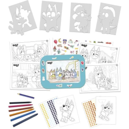 Educa 19887 Set 3 en 1 Bluey para Colorear y Decorar con Marco Personalizado y Pegatinas para Niños +3 Años
