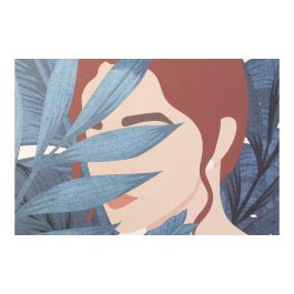 DKD Home Decor Cuadro Tropical para Pared con Diseño de Mujer en Lienzo Multicolor y Marco de PS 83 x 123 cm (Pack de 2 Unidades)