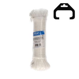 Edm Cordón trenzado polipropileno para tendedero, 4.5 mm x 25 m, blanco - Camping, náutica, resistente 205 kg