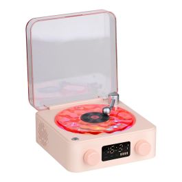 Basics Altavoz Bluetooth Tocadiscos con Reloj, Ruido Blanco, Luz RGB, 5W, USB-C, AUX, Tarjeta TF