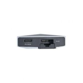 Aisens Dock Station USB-C 8 en 1 con HDMI, RJ45, 3 USB, PD 100W, lectores SD y Micro SD - Gris