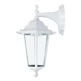Edm Aplique Exterior de Pared Farol Zurich Aluminio y Cristal Blanco E27 60W Max IP44 Luz hacia Abajo (Bombilla no Incluida)