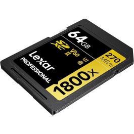 Lexar LSD1800064G-BNNNG Tarjeta SDXC Profesional 1800x 64GB UHS-II V60 U3 C10 270MB/s Lectura 180MB/s Escritura Negra Lexar LSD1800064G-BNNNG Tarjeta SDXC Profesional 1800x 64GB UHS-II V60 U3 C10 270MB/s Lectura 180MB/s Escritura Negra