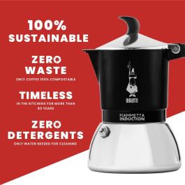 Cafetera Italiana Bialetti FIAMMETTA INDUCT Negro Aluminio 4 Tazas
