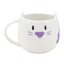 Taza con Plato Gorjuss Smitten kitten Blanco Negro Cerámica Posavasos Taza