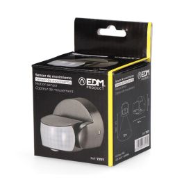 Edm Sensor de movimiento y crepuscular 15 m IP65 Negro con regulador de tiempo y luz, ángulo de detección 180°/360°, 1200W