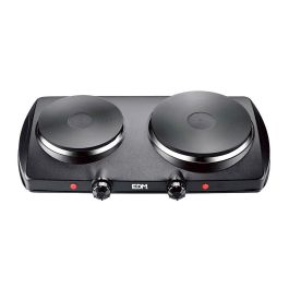 Edm Cocina eléctrica 2 fuegos ce/a13 1400W negra, 5 niveles de potencia, fácil de limpiar