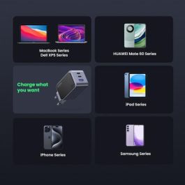 UGREEN 35042 Cargador Nexode Air 65W, 2x USB-C, 1x USB-A, Carga Rápida, Gris