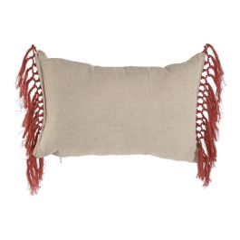 DKD Home Decor Cojín de Algodón Reciclado Boho con Flecos Terracota 15 x 30 x 50 cm Colección Fleky23