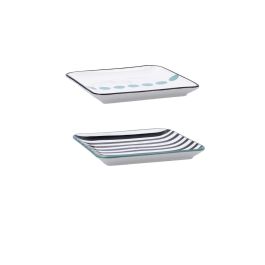 Bidasoa Zigzag Set 2 Bandejas Porcelana Decorada Bicolor 15x15 cm