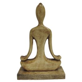 DKD Home Decor Figura Árabe de Yoga Marrón Claro de Mango 6 x 28.5 x 17.7 cm (3 Unidades)