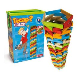 Jeujura Técap COLOR - Juego de Construcción 300 Tablas de Madera Natural y Teñida, en Barril de Cartón, Mixto 3+ Años