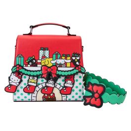 Loungefly Bolso bandolera de piel vegana Hello Kitty Christmas Sanrio con correa desmontable y detalles festivos